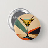 Mid Century Modern Farbblock Martini Kunst Button (Vorne & Hinten)