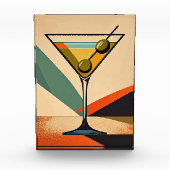 Mid Century Modern Farbblock Martini Kunst Fotoblock (Vorderseite)