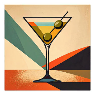 Mid Century Modern Farbblock Martini Kunst Fotodruck