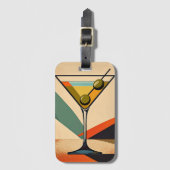 Mid Century Modern Farbblock Martini Kunst Gepäckanhänger (Vorderseite Vertikal)