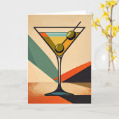 Mid Century Modern Farbblock Martini Kunst Karte (Gelbe Blume)