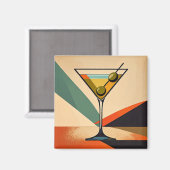 Mid Century Modern Farbblock Martini Kunst Magnet (Vorderseite/Rückseite)