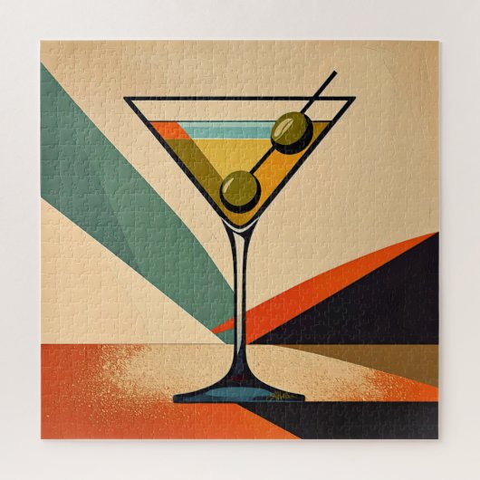 Mid Century Modern Farbblock Martini Kunst Puzzle (Vertikal)