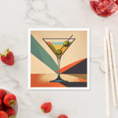 Mid Century Modern Farbblock Martini Kunst Serviette (Beispiel)