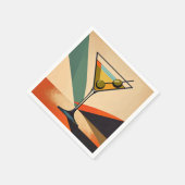 Mid Century Modern Farbblock Martini Kunst Serviette (Ecke)