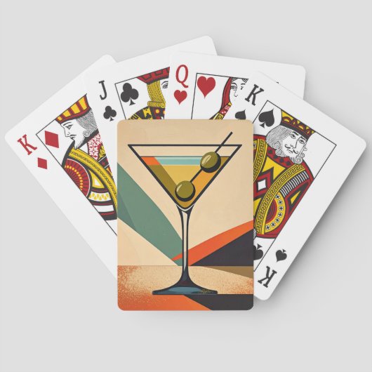 Mid Century Modern Farbblock Martini Kunst Spielkarten (Rückseite)