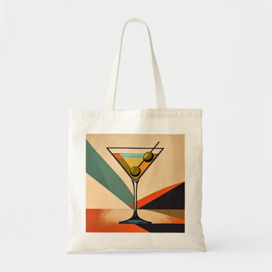 Mid Century Modern Farbblock Martini Kunst Tragetasche (Vorne)