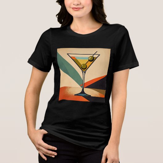Mid Century Modern Farbblock Martini Kunst Tri-Blend Shirt (Vorderseite)