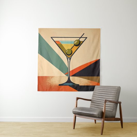 Mid Century Modern Farbblock Martini Kunst Wandteppich (Beispiel)