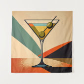 Mid Century Modern Farbblock Martini Kunst Wandteppich (Vorderseite)