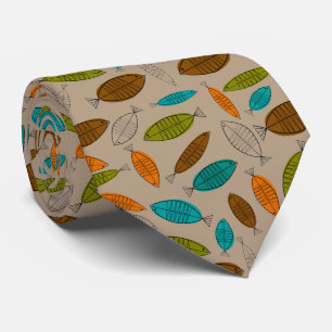 Mid-Century Modern Fish Tie Light Brown Krawatte