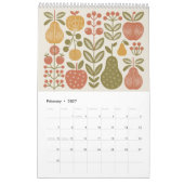 Mid Century Modern Floral 2026 Retro Folk Art Wall Kalender (Feb 2027)