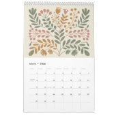 Mid Century Modern Floral 2026 Retro Folk Art Wall Kalender (Mär 2026)