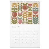 Mid Century Modern Floral 2026 Retro Folk Art Wall Kalender (Jan 2026)