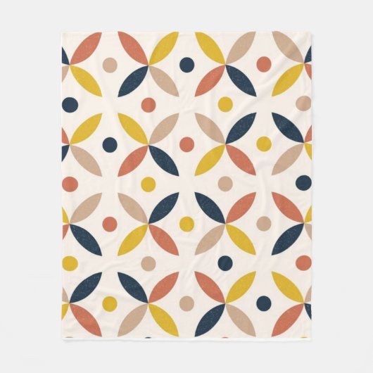 Mid-Century Modern Floral Dot Pattern Fleecedecke (Vorderseite)