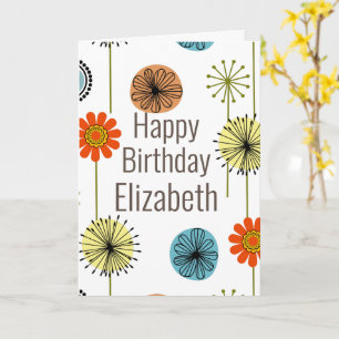 Mid Century Modern Floral Geburtstag Karte