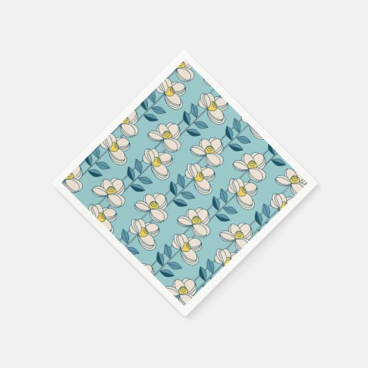 Mid-Century Modern Floral Leaf Pattern Serviette (Ecke)