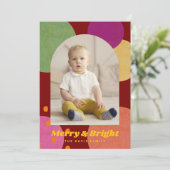 Mid Century Modern Fun Photo Holidays Einladung (Stehend Vorderseite)