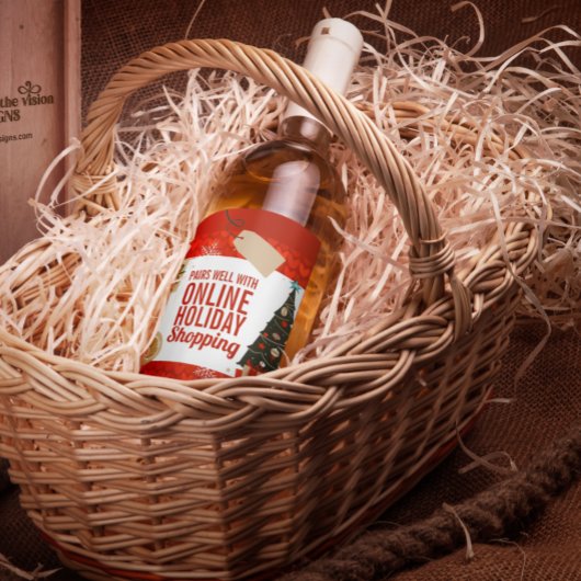 Mid-Century Modern Funny Christmas Holiday Weinetikett