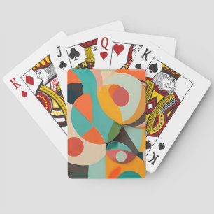 Mid Century Modern Gemälde, verschiedene Farben Spielkarten
