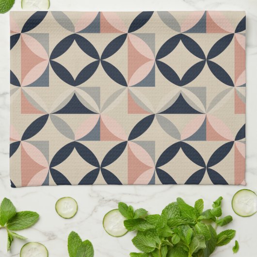 Mid Century Modern Geometric Abstract Pattern Geschirrtuch (Gefaltet)