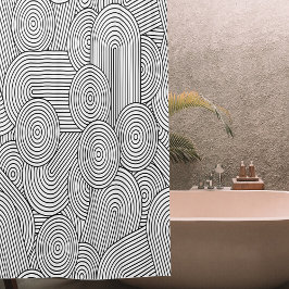 Mid Century Modern Geometric Arch Black White Duschvorhang