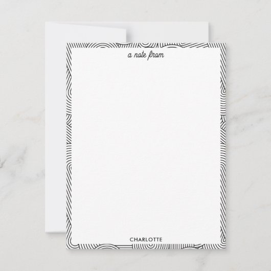 Mid Century Modern Geometric Arch Black White Mitteilungskarte (Vorderseite)