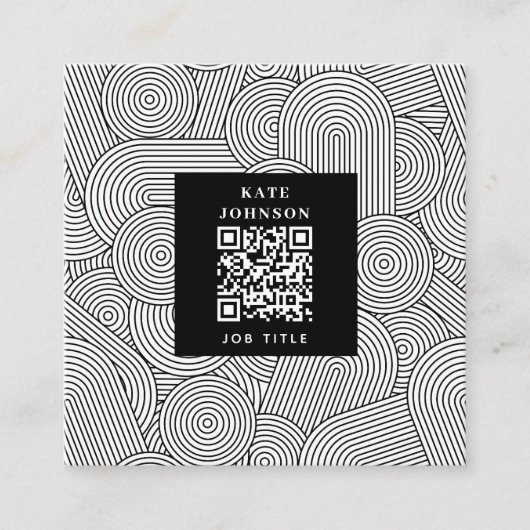 Mid Century Modern Geometric Arch Black White Quadratische Visitenkarte (Vorderseite)