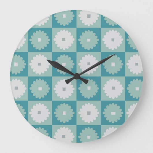 Mid Century Modern Geometric Flowers Wall Clock Große Wanduhr (Vorderseite)