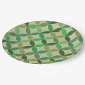 Mid century Modern Geometric Green Circles Pattern Pappteller (Schrägansicht)
