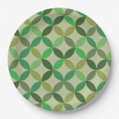 Mid century Modern Geometric Green Circles Pattern Pappteller (Vorderseite)