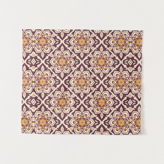 Mid-Century Modern Geometric Pattern – Retro Abstr Wandteppich (Vorderseite (Horizontal))