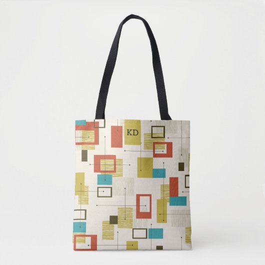 Mid-Century modern geometric shapes pattern Tasche (Vorderseite)