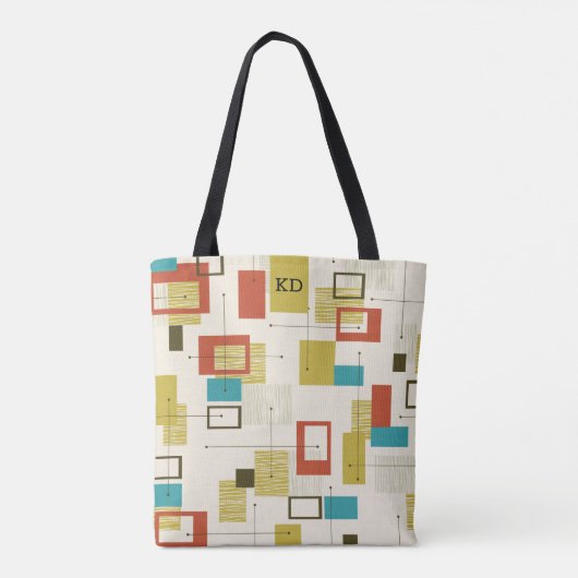 Mid-Century modern geometric shapes pattern Tasche (Rückseite)