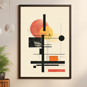 Mid-Century-Modern-Geometrischer-Sonnenuntergang Poster