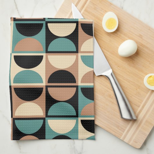 Mid-Century-Modern geometrisches abstraktes Muster Geschirrtuch (Viertel Falte)