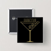 Mid Century Modern Gold 2 Olive Martini auf Deutsc Button (Vorne & Hinten)