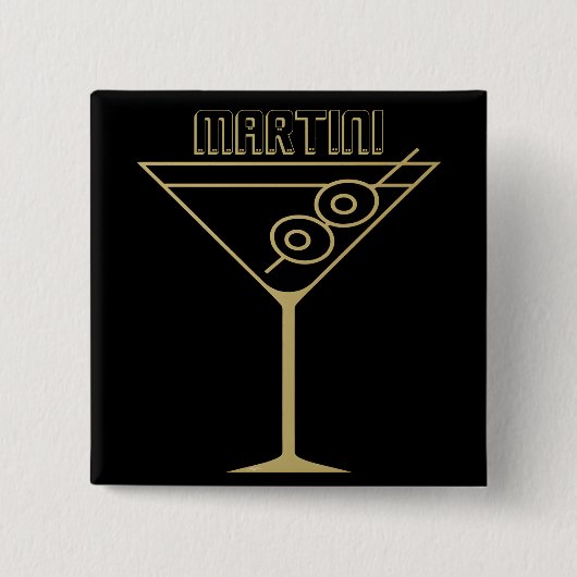 Mid Century Modern Gold 2 Olive Martini auf Deutsc Button (Vorderseite)