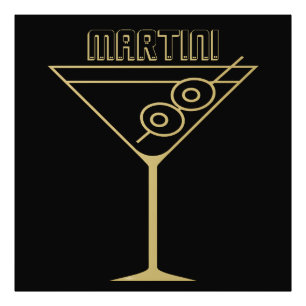 Mid Century Modern Gold 2 Olive Martini auf Deutsc Fotodruck