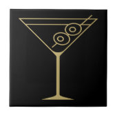 Mid Century Modern Gold 2 Olive Martini Fliese (Vorderseite)