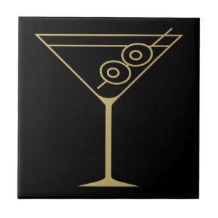 Mid Century Modern Gold 2 Olive Martini Fliese