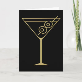Mid Century Modern Gold 2 Olive Martini Karte
