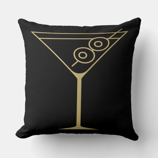 Mid Century Modern Gold 2 Olive Martini Kissen (Vorderseite)