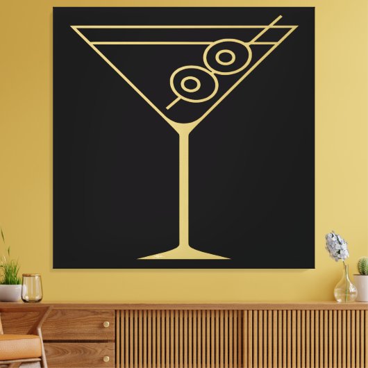 Mid Century Modern Gold 2 Olive Martini Leinwanddruck (Insitu (Wohnzimmer))