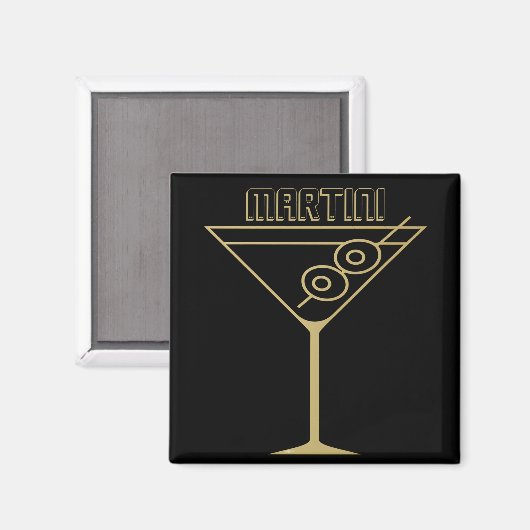 Mid Century Modern Gold 2 Olive Martini Magnet (Vorderseite/Rückseite)