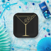 Mid Century Modern Gold 2 Olive Martini Pappteller (Party)