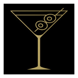 Mid Century Modern Gold 2 Olive Martini Poster
