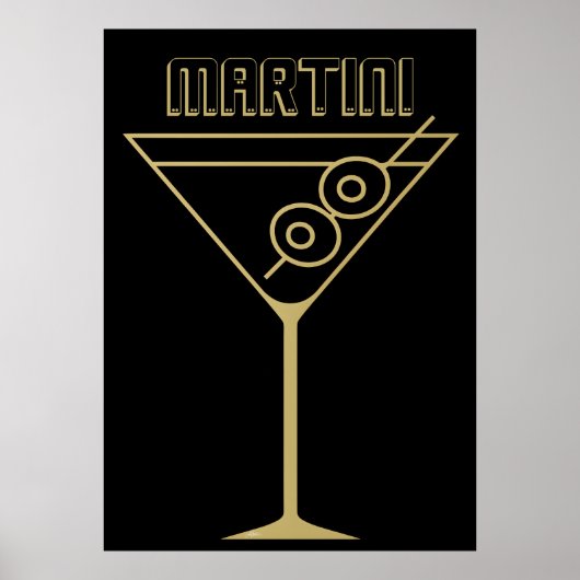 Mid Century Modern Gold 2 Olive Martini Poster (Vorne)