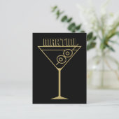 Mid Century Modern Gold 2 Olive Martini Postkarte (Stehend Vorderseite)