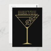 Mid Century Modern Gold 2 Olive Martini Postkarte (Vorne/Hinten)